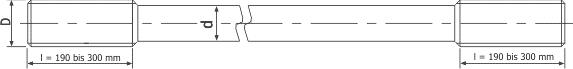 Rundstahlanker DIN 1993-5 M150 kt 0.9 – Dimensioned drawing
