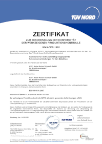 DIN EN 15048-1:2007 Konformität der werkseigenen Produktionskontrolle für Garnituren für nicht planmäßig vorgespannte Schraubverbindungen für den Metallbau seit 2016